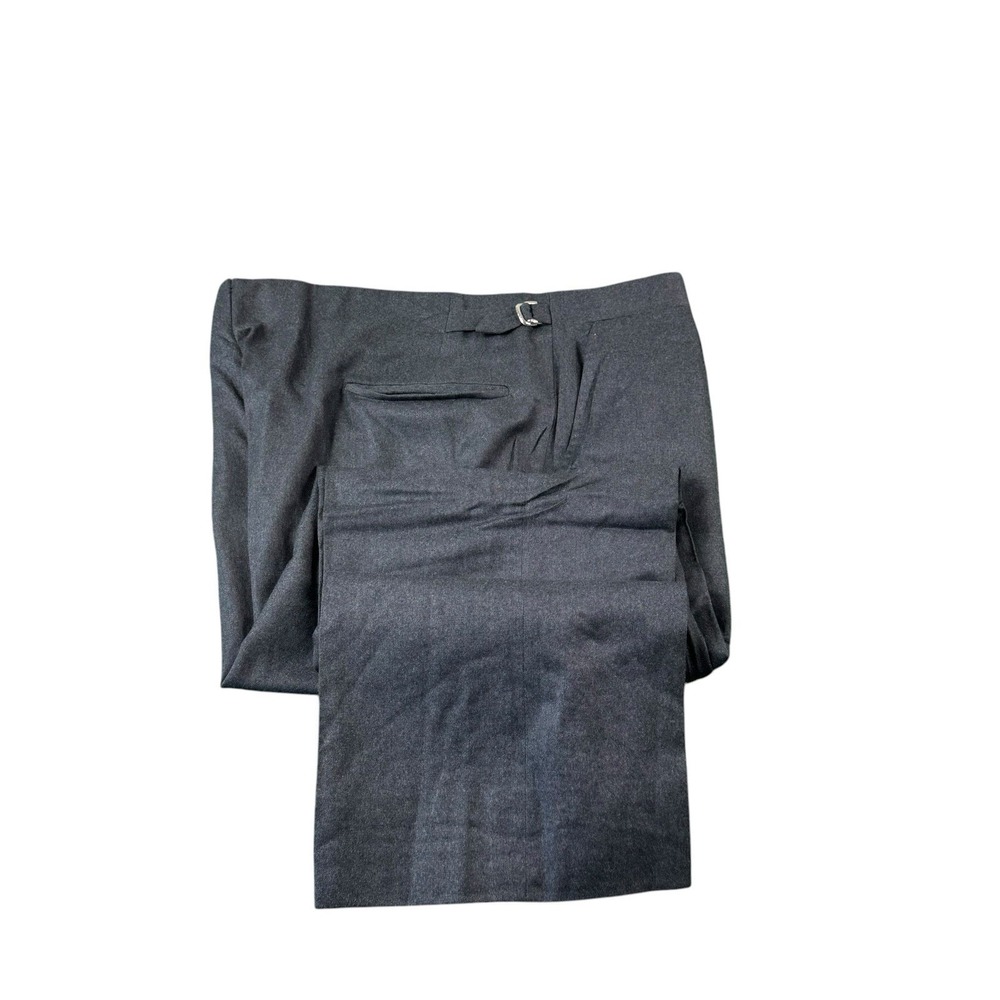 Oxxford Clothes Gray Flat Front Side Tab Pure Wool Men's Trouser Size 40x28